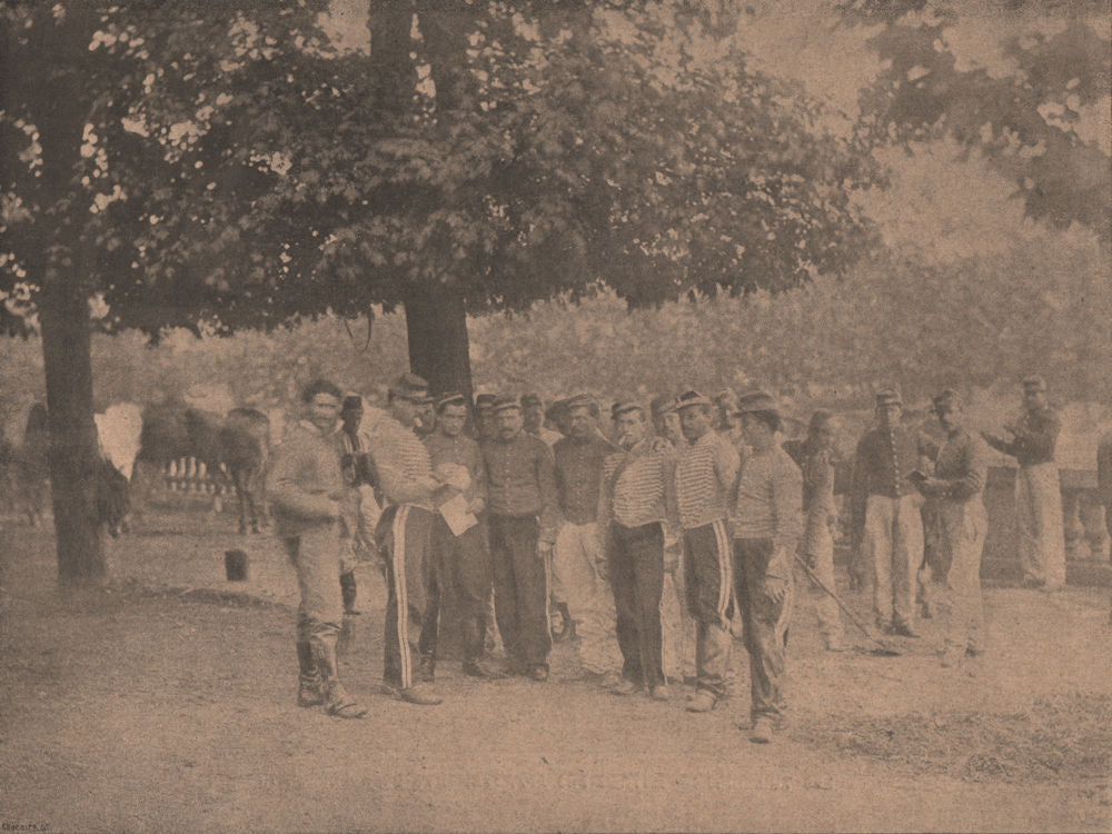 PARIS COMMUNE 1871. Jardin du Luxembourg. Cavalerie Versaillaise c1873 print
